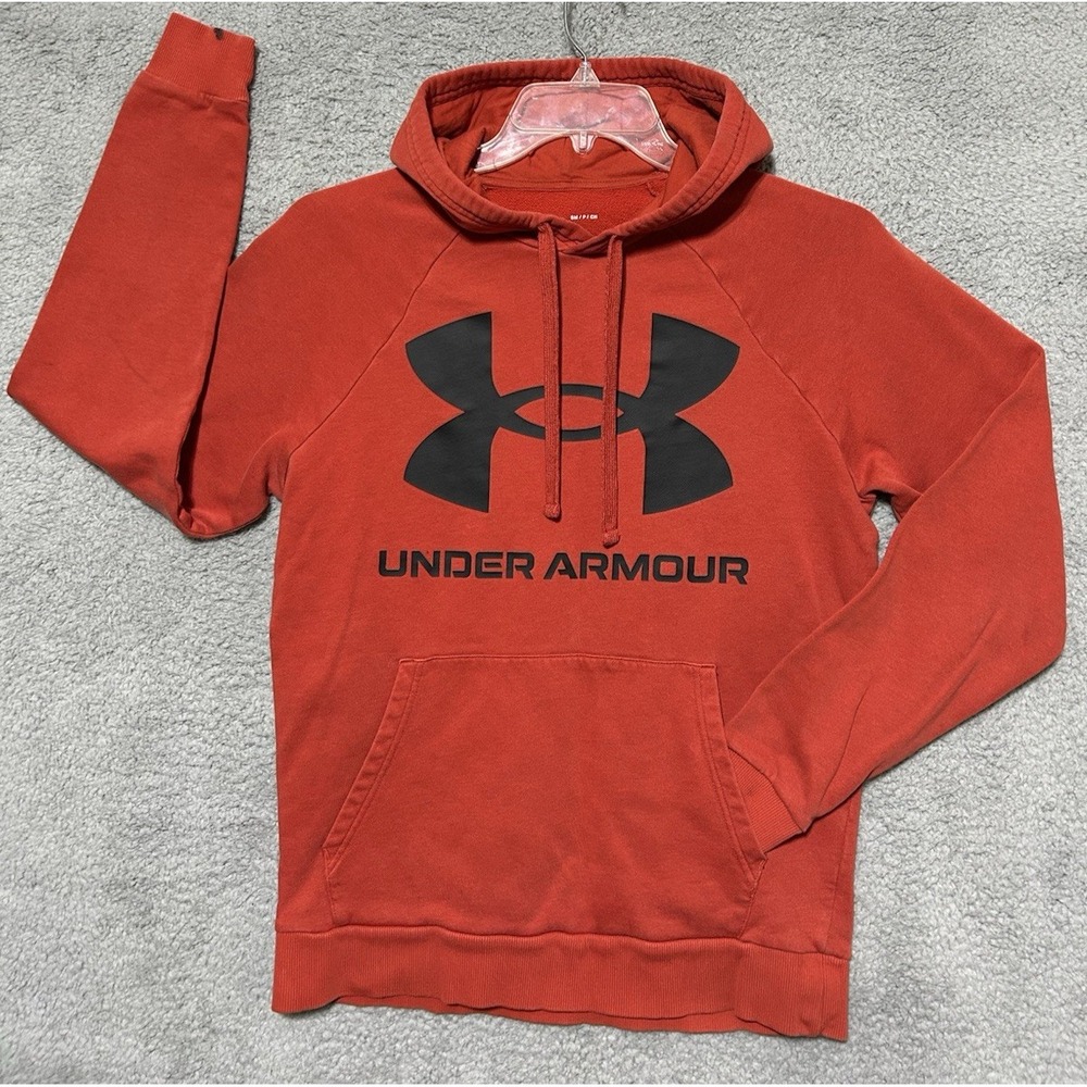 Under Armour Storm Hoodied Mens Small Orange Logo Performance Athletic